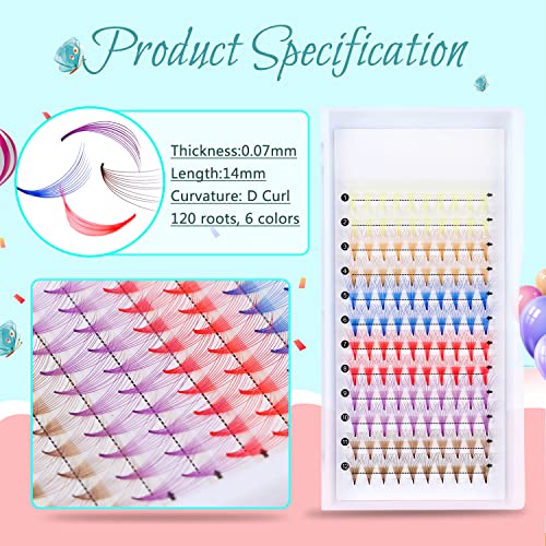 Color Cluster Lashes 6-Pack 10D 14mm Natural Fiber