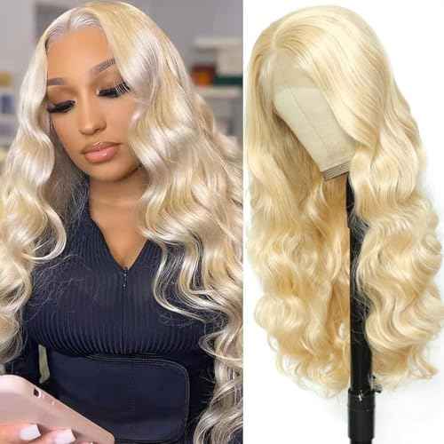 Synthetic 13X6 Lace Front Wig 613 Blonde Wig Long Body Wave Synthetic Wigs for Women Transparent Lace Wig with Baby Hair 180% Density Daily Wear Wig 26 inch