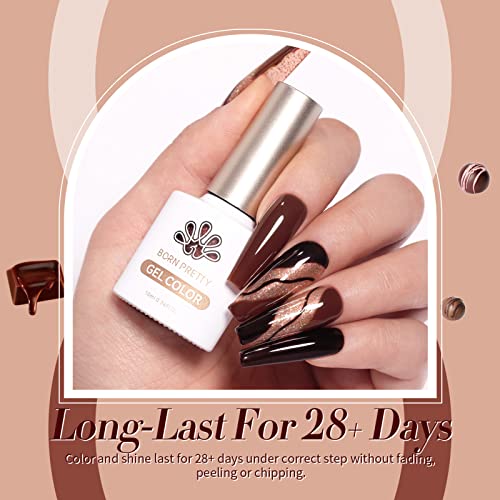 Born Pretty Fall Winter Halloween Gel Nail Polish Burgundy Wine Red Caramel Brown Coffee Autumn Gel Polish Set Gel Nail Kit Christmas Gift Nail Art Manicure Collection 6PCS 7ML