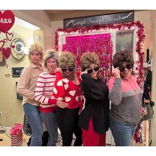 ByouByou Mullet Wigs for Women Curly Synthetic Heat Resistant Shoulder Length Hair 80s Rocker Cosplay Wigs (Blonde Mixed Black)