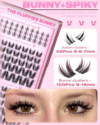 Bunny Lash Clusters & Fairy Bottom Lashes Kit 8-16mm