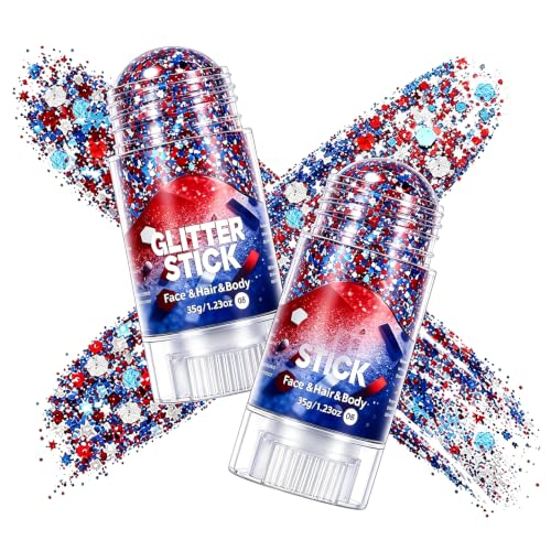 Generic 4th of July Face & Body Glitter Stick - Red White Blue Patriotic, 2.46oz, Variation 2