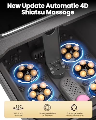 Electric Foot Spa Massager with Heat, Rotating Shiatsu & Touchscreen Control