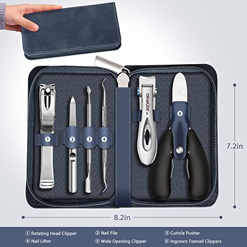 Toenail Clippers for Seniors Thick Toenails, Wide Jaw Opening Slanted Curved Toe Nail Clippers for Men Thick Ingrown Nails, Large 360 Degree Rotary Fingernail Clipper Nail Cutter