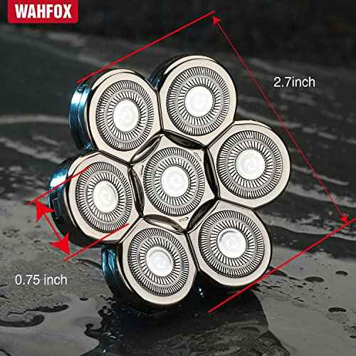 WAHFOX Universa 7 Heads Shaver Replacement Head for Head Shaver, and many Brands Head Shaver 7 Blades 7D Replacement Shaver Head Blade 7 Heads Shaver Head (Silvery)
