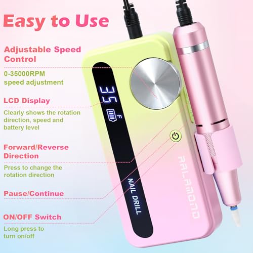 Electric Nail Drill 35000RPM with Bits | Cordless Rechargeable