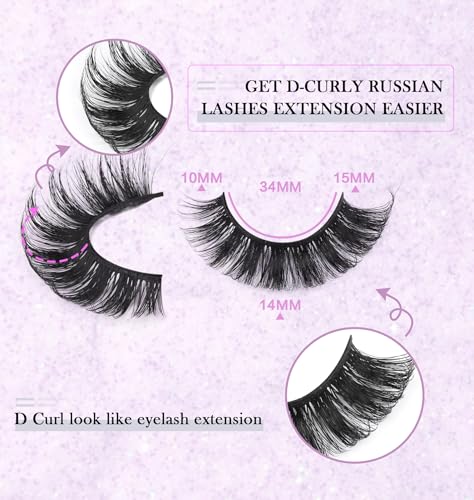 Russian Volume False Eyelashes D-Curly 14 Pairs Pack