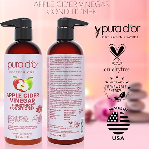 PURA D'OR Apple Cider Vinegar Thin2Thick Volumizing Conditioner, 16 oz
