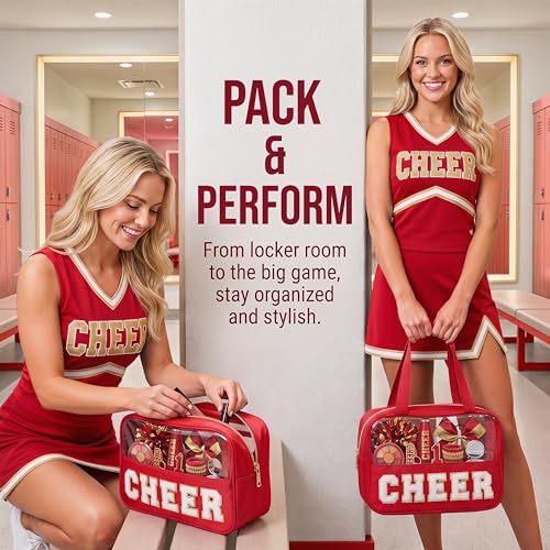 Cheer Makeup Bag with Chenille Letters - Cheerleader Cosmetic Pouch