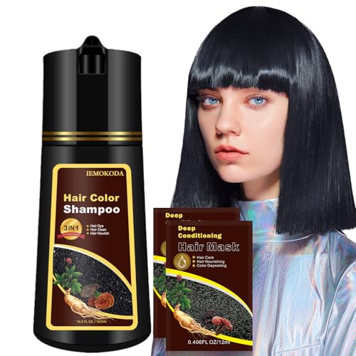 Black Hair Dye Shampoo - 3-in-1 Gray Coverage for Women & Men