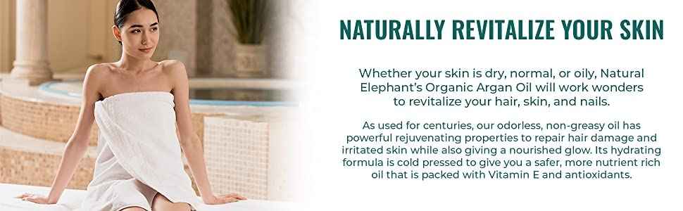 Natural Elephant USDA Certified Organic 100% Pure Argan Oil, Cold-Pressed, 100 ml (3.38 fl oz) - Nourishing & Hydrating for Skin, Hair, and Nails