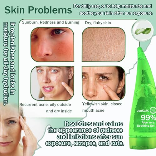 99% Purity Aloe Vera Gel 260ml - Non-Sticky Hydrating Moisturizer