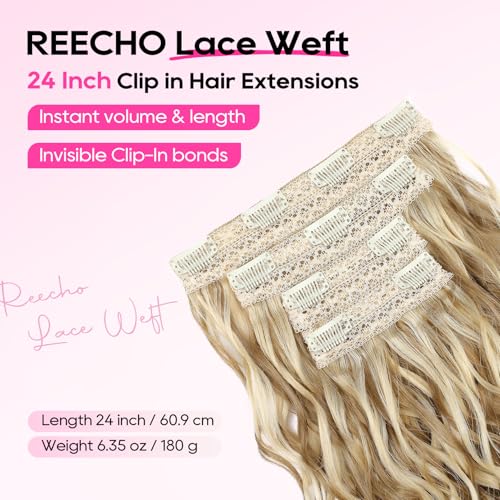 REECHO Curly Clip-In Hair Extensions 24 Inch, 4 Piece Set