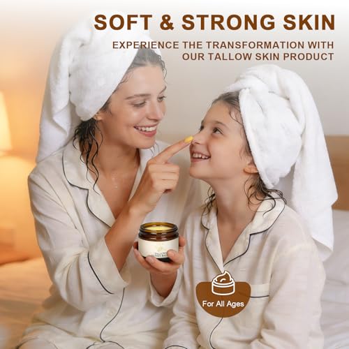 OLV Beef Tallow for Skin, Tallow and Honey Balm for Face Organic Grass-Fed Beef Tallow Balm with Raw Wild Honey, Natural Formula Moisturizing Cream for Body Face(3.38 fl.oz/Unscented)