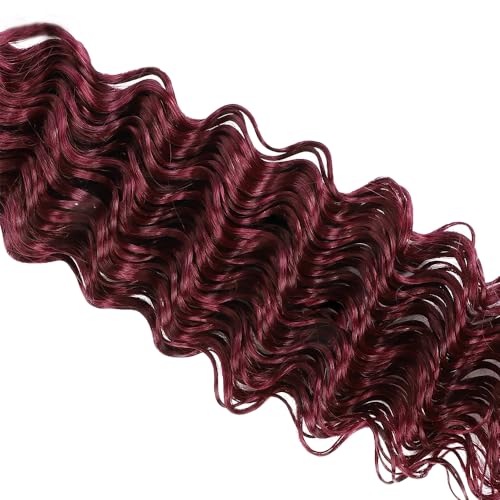#99J Burgundy Deep Wave Human Hair Bundle - 26 Inch, 100g