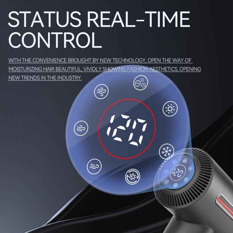 CONCARE Hair Dryer, Fast Drying Blow Dryer with Magnetic Nozzle,110,000RPM Brushless Motor, High Speed Low Noise, Ionic No Heat Damage, for Travel, Home, Gift (Gray)