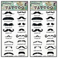 Temporary Tattoo Stickers - 2 Sheets Black Mustache Fake Tattoos
