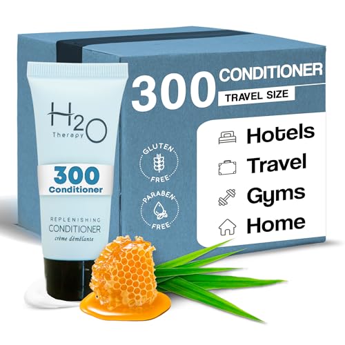 Travel Size Hotel Conditioner 300 Count 0.85 oz Bottles Guest Amenities for Hotels Vacation Rentals and Short Term Rentals Paraben Free Green Tea Scent Infused with Aloe and Olive Oil by H2O Therapy)
