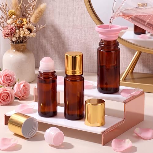 Rose Quartz Roller Bottle 50ml - Pink Crystal Essential Oil Applicator