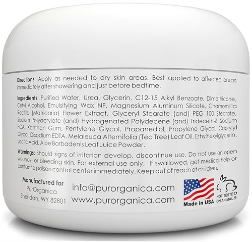 PurOrganica Urea 20% Foot Cream for Cracked Heels & Calluses - Made in USA