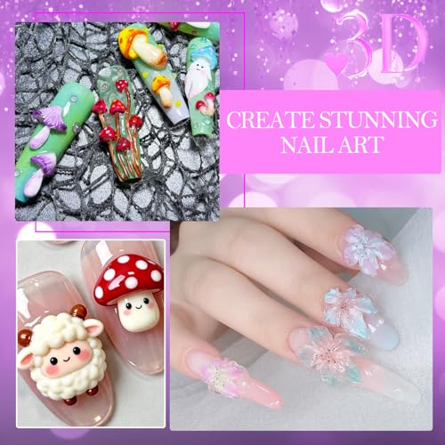 NAILGIL Solid Builder Gel For Nails 4 Colors, White Clear Nude Pink 3D Flower Nail Art Sculpture Extension Gel Non-Sticky Hand Sock Off UV LED Salon DIY at Home-60g/2.1oz