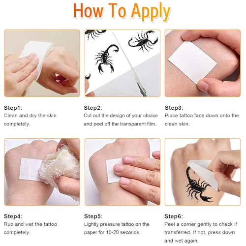 Black Scorpion Temporary Tattoo Sheets - 12 Pack