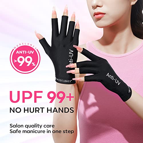 modelones Gel UV LED Nail Lamp with UV Gloves and Color Changing Gel Nail Polish - 6 Colors 10ml Pink Glitter Blue Purple Orange Mood Temperature Change Gel Polish Set Summer Soak Off Nail Polish DIY