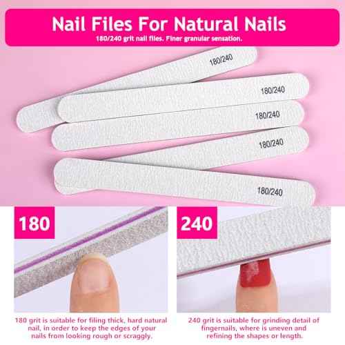 FANDAMEI Nail Kit, Manicure Kit For Women, Nail Care Kit With Glass Nail File, 5pcs 180/240 Grit Nail Files For Natural Nails, Cuticle Oil, Cuticle Trimmer, Cuticle Pusher, Manicure Set