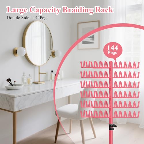 144 Peg Braiding Hair Rack Stand, Height Adjustable