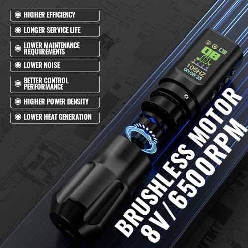 WORMHOLE PRO Wireless Tattoo Gun Kit Tattoo Machine 2 Batteries 1,800mAh Power Supply, Smart Tattoo Pen, 1/2 OZ Xtreme Tattoo Ink 20 Tattoo Needles with Extra Battery RCA Jack Part, Brushless Motor