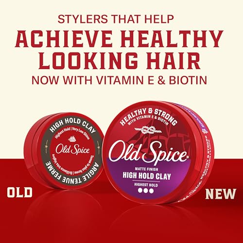 Old Spice High Hold Clay for Men, Healthy & Strong with Vitamin E & Biotin, Men's Hair Styling Clay, High Hold, Matte Finish, 2.22 oz