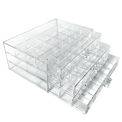 3 Tier 72 Lattice Nail Organizers and Storage Clear Acrylic Nail Jewellery Accessories Storage Case Holder Shelves Display Rack Stand for Painted Glue,Brushed Glue,Carving Glue Nail Table