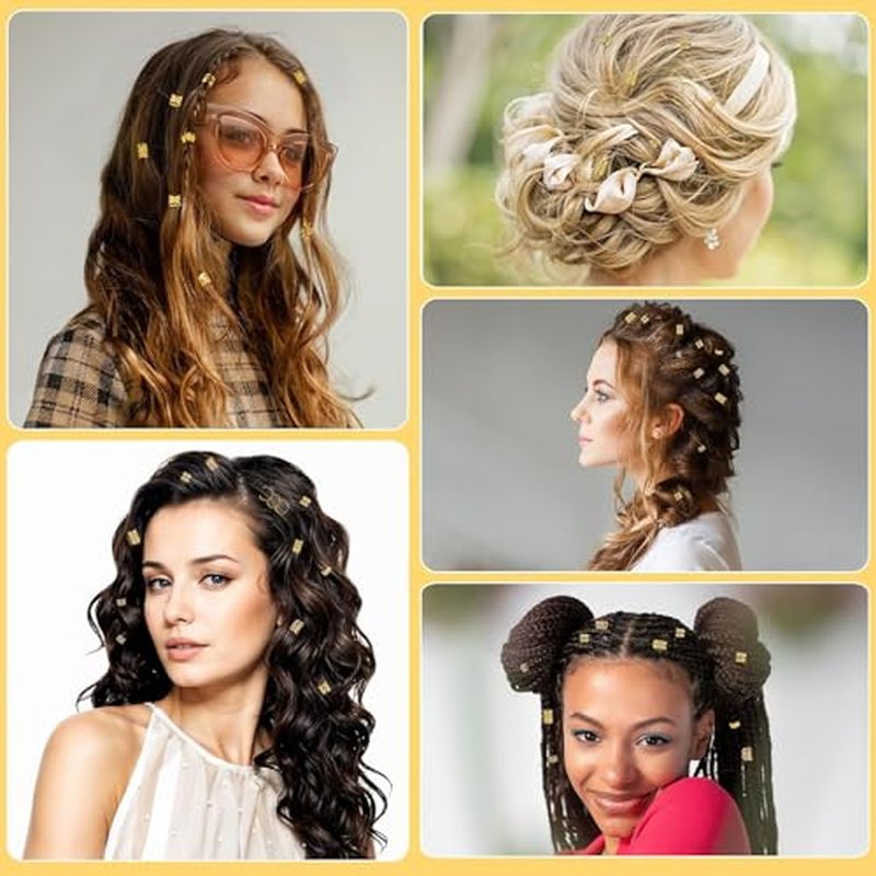 230 Pcs Gold Hair Cuffs & Rings for Braids and Dreadlocks
