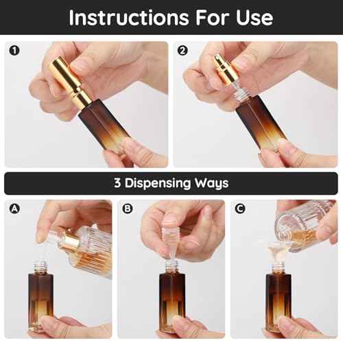 Segbeauty Glass Perfume Bottle Set, 5 Pack of 10ML Mini Travel Atomizer Sprayer for Perfume, Empty Refillable Press Pump Bottle Cologne Dispenser Perfume Spray Bottles Sample Case Travel Essential