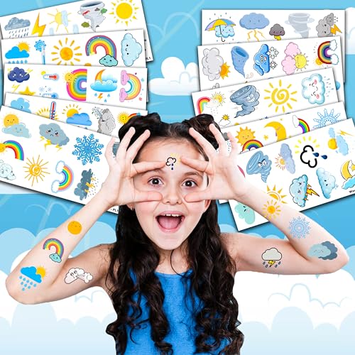 100 PCS Weather Temporary Tattoos for Kids | Party Favors