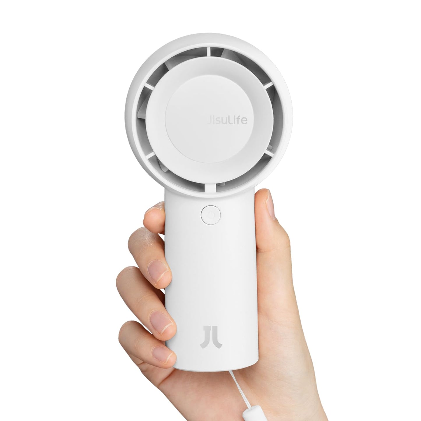 JISULIFE Handheld Turbo Fan [16H Max Cooling Time] Mini Portable Hand Fan, 4000mAh USB Rechargeable Personal Fan, Battery Operated Small Pocket Fan with 5 Speeds for Travel/Outdoor/Home/Office - White