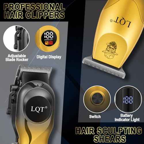 Men's Cordless Hair Clippers & Trimmer Set with LED Display - Professional Grooming Kit