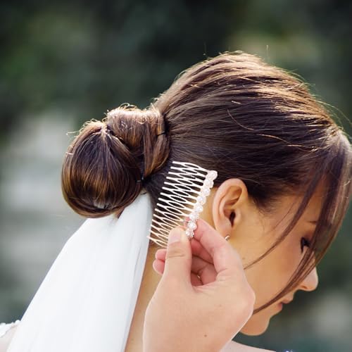 Pearl Hair Comb Set - Gold Rhinestone Decorative Combs