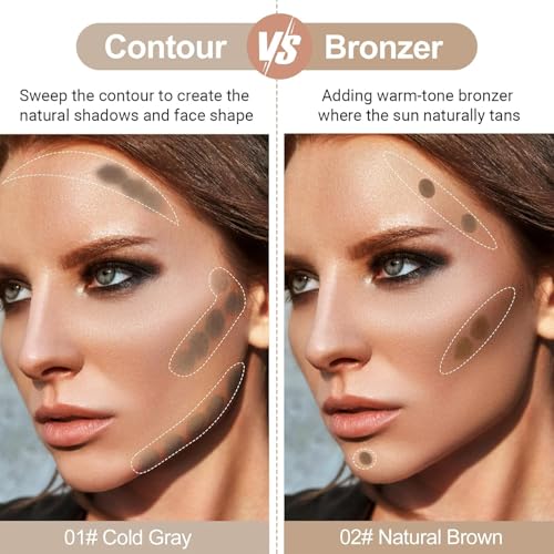 Liquid Contour Stick Set with Brush - Cool Grey & Warm Brown Shades for Face & Nose Sculpting