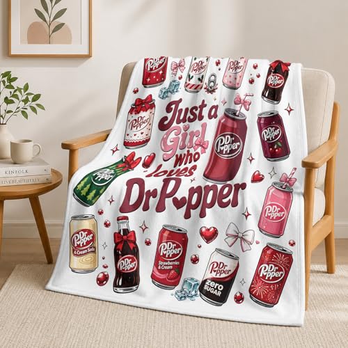 Hugmora Just a Girl Who Loves Soda Blanket 50x60 in White Cozy Throw