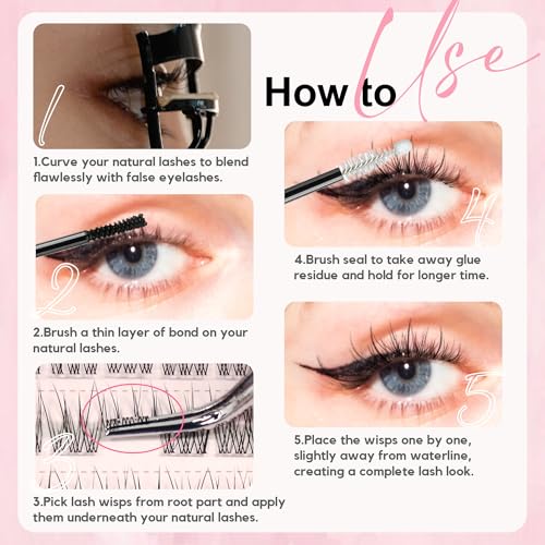 Clear Band Lash Clusters 10-14mm Natural Look Individual Eyelashes