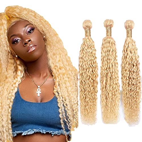 Blonde Kinky Curly Hair Bundles 18 20 22 Inch Brazilian