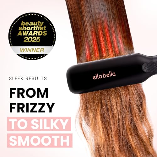 Ella Bella Titanium Flat Iron Hair Straightener 1.8 Inch Plate Infrared Black