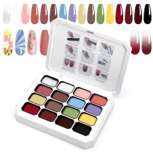 Gradient Painting Gel, 16 Colors Ombre Nail Polish for Pigmented Pat Painting Gel Nude White£¦Black Color French Manicure DIY Nail Art Long-lasting No-wipe DIY Palette VelvetSpectrum Studio