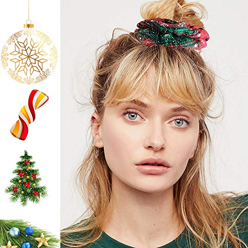 6 Pcs Cute Soft Plaid Elastic Christmas Hair Ties with Holiday Patterns (10 Pieces)