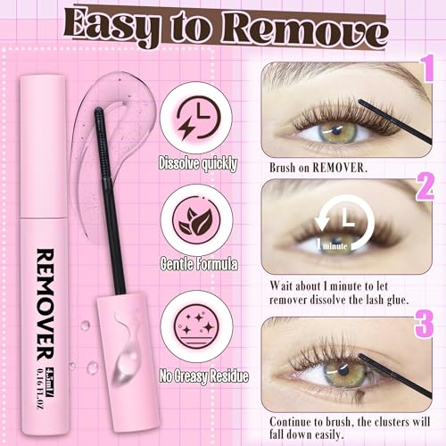 Mavphnee Cozy Brown Lash Cluster Kit 10-16mm with Remover, Tweezers, Bond & Seal