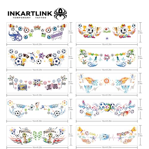 Soccer Face Temporary Tattoos, 10 Sheets Waterproof Sports Decals