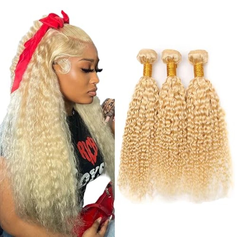 Blonde 613 Water Wave Human Hair Bundles - 300g, 16-20 Inch