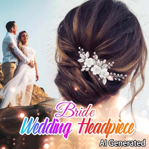 Silver Bridal Hair Comb with Rhinestones & Flowers