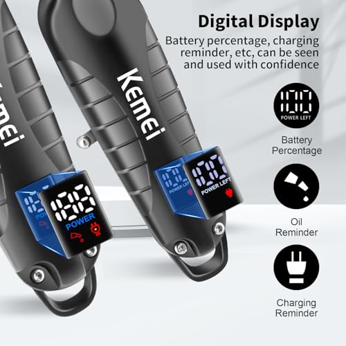 KEMEI Professional Cordless Hair Clippers & Beard Trimmer Set with Foil Shaver